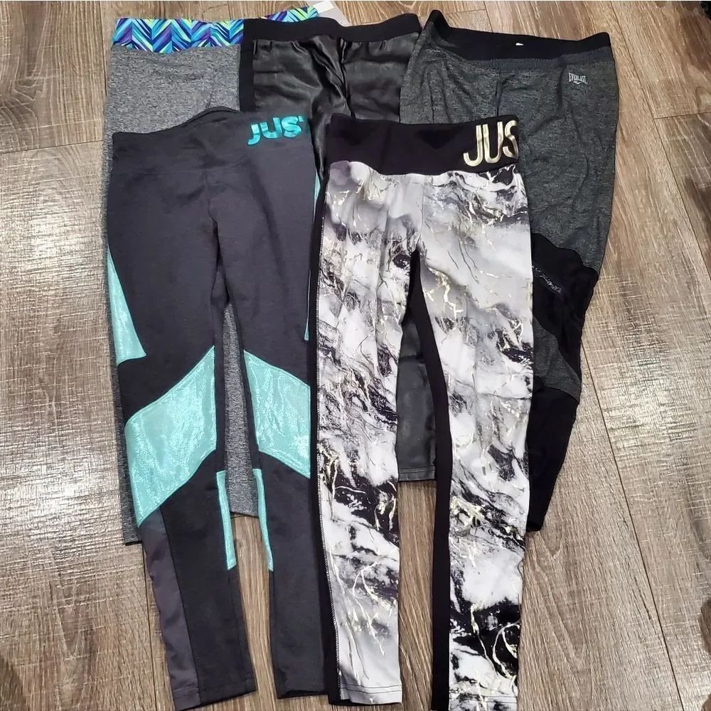 Girls Legging Set Size 10-11 Stylish Kids Leggings Set - Black, Gray, Multicolor